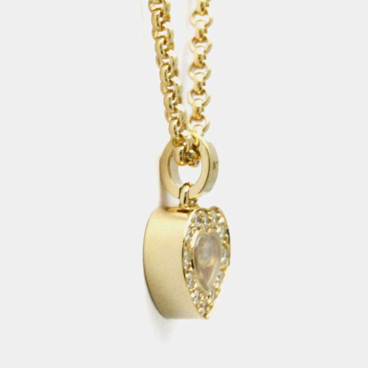 Pre Owned Chopard Happy Hearts 18K Yellow Gold Diamond Pendant Necklace