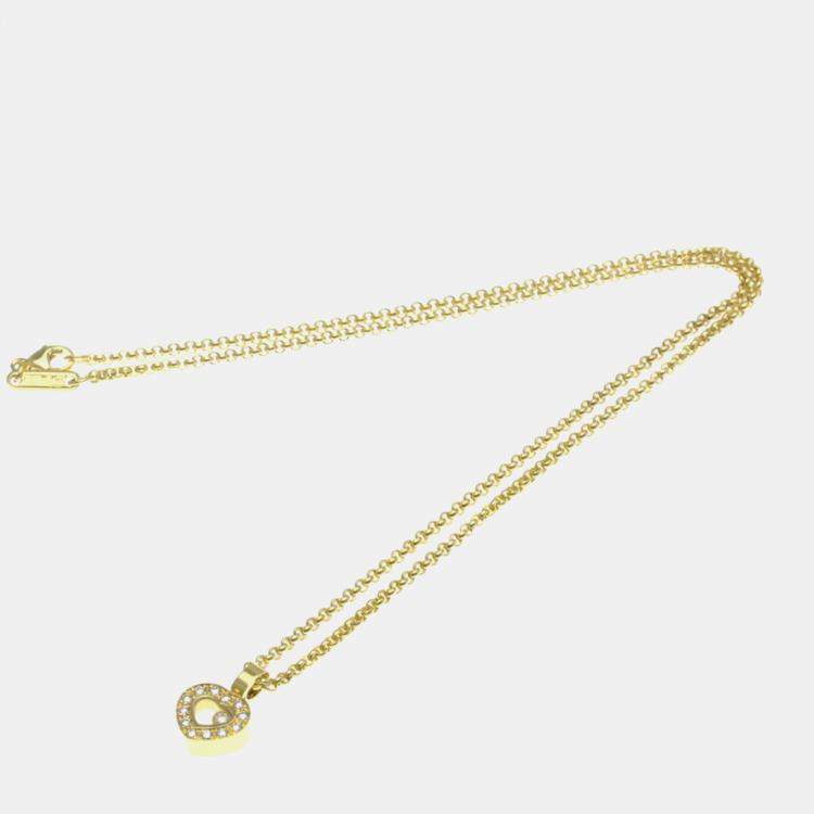 Pre Owned Chopard Happy Hearts 18K Yellow Gold Diamond Pendant Necklace