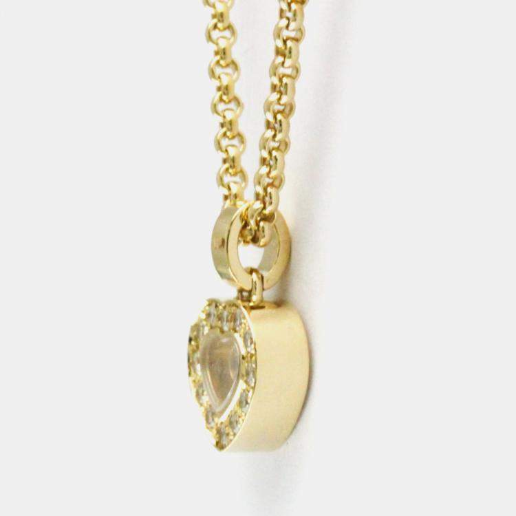 Pre Owned Chopard Happy Hearts 18K Yellow Gold Diamond Pendant Necklace