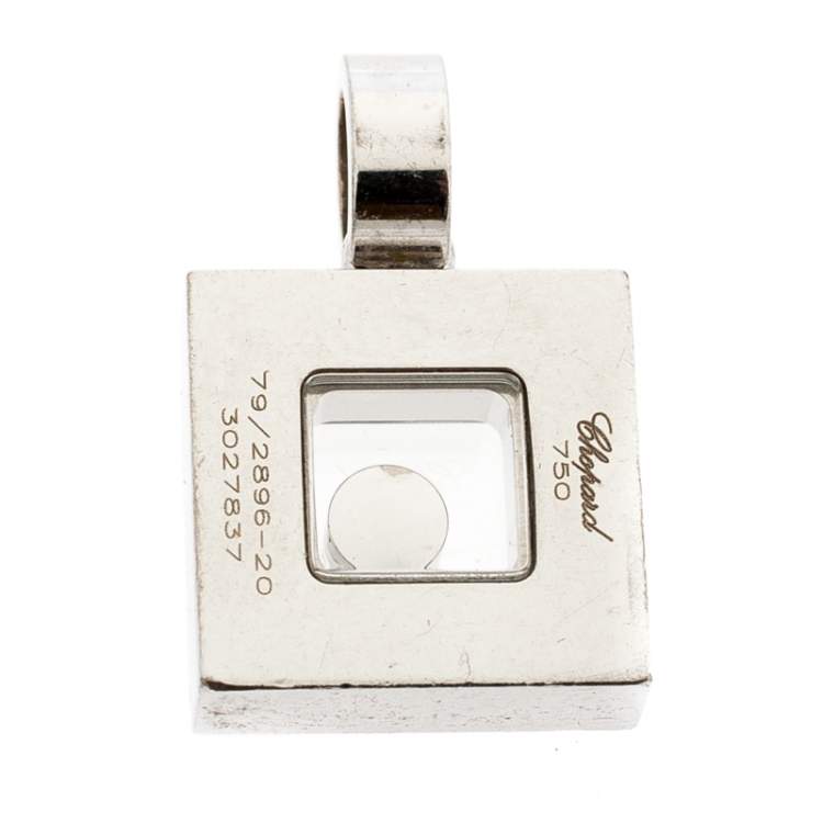 Pre Owned Chopard Happy Diamond 18k White Gold Square Pendant