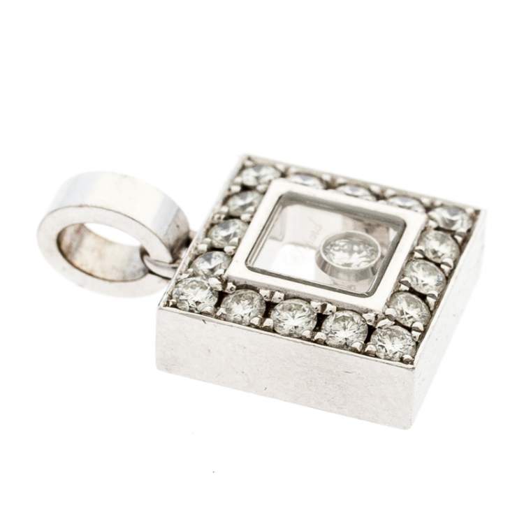 Pre Owned Chopard Happy Diamond 18k White Gold Square Pendant