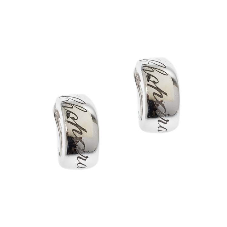 Pre Owned Chopard Chopardissimo 18k White Gold Clip-on Huggie Earrings