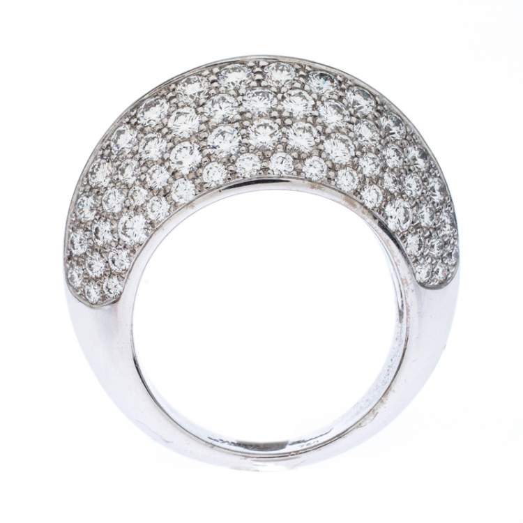 Pre Owned Chopard Diamond Brown Diamond 18K White Gold Knife Edge Cocktail Ring Size 54.5
