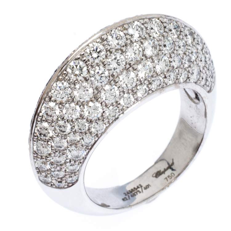 Pre Owned Chopard Diamond Brown Diamond 18K White Gold Knife Edge Cocktail Ring Size 54.5