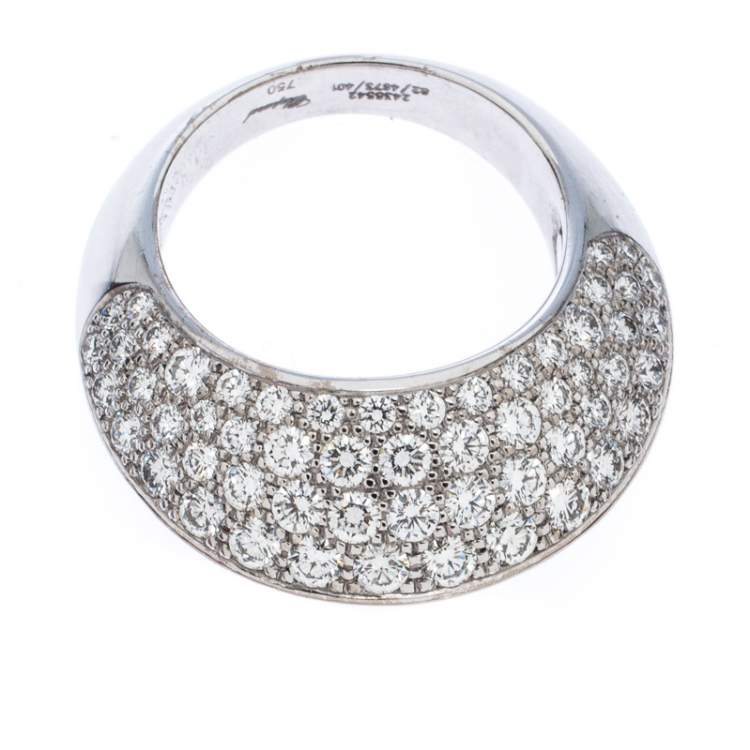 Pre Owned Chopard Diamond Brown Diamond 18K White Gold Knife Edge Cocktail Ring Size 54.5