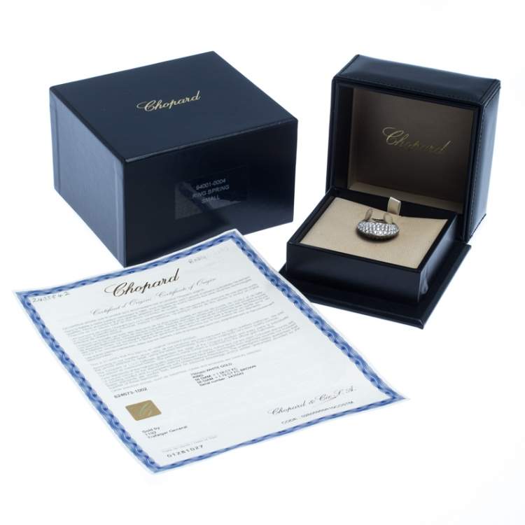Pre Owned Chopard Diamond Brown Diamond 18K White Gold Knife Edge Cocktail Ring Size 54.5