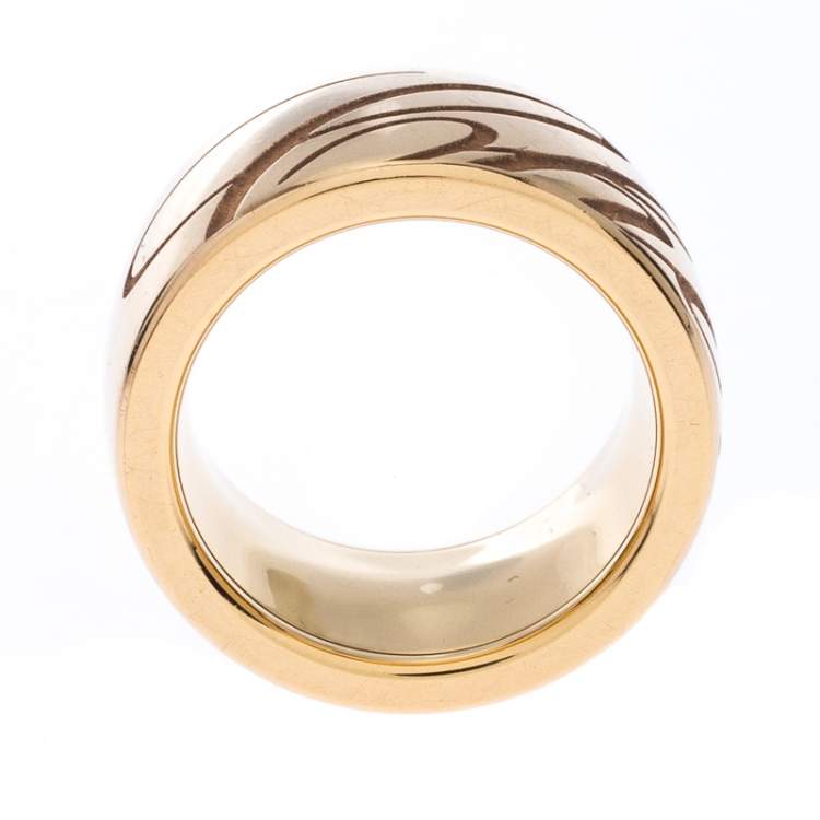 Pre Owned Chopard Chopardissimo Revolving Signature 18k Rose Gold Band Ring Size 54