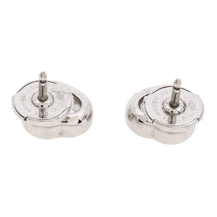 Pre Owned Chopard Happy Diamonds 18K White Gold Heart Stud Earrings