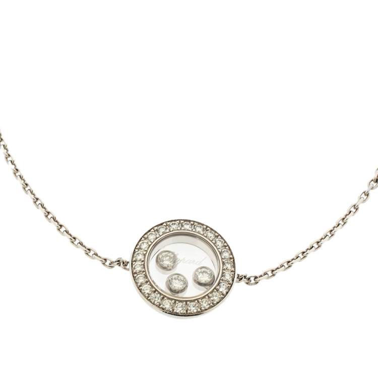 Pre Owned Chopard Happy Diamonds Icons 18K White Gold Chain Link Bracelet