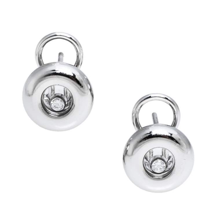 Pre Owned Chopard Miss Happy Diamond 18K White Gold Stud Earrings