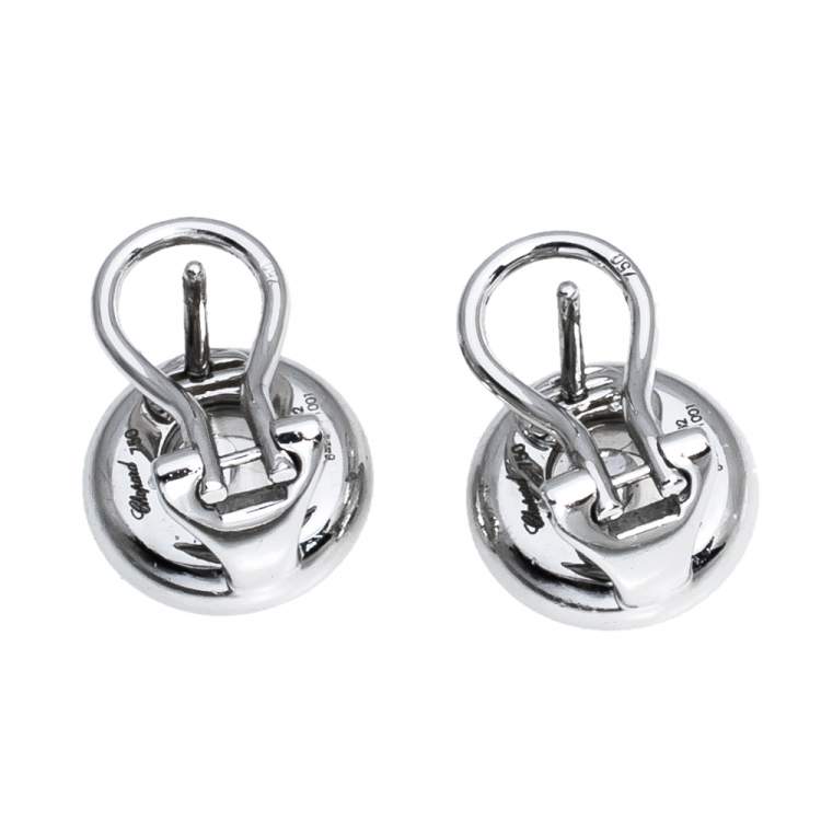 Pre Owned Chopard Miss Happy Diamond 18K White Gold Stud Earrings
