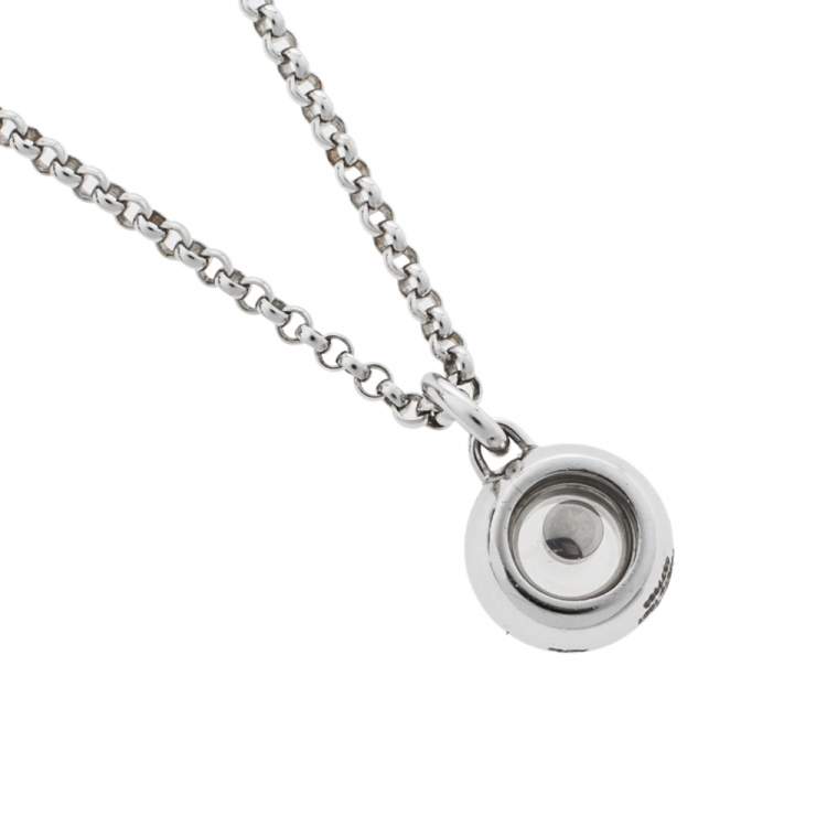 Pre Owned Chopard Happy Diamond Mini Circle 18K White Gold Pendant Necklace