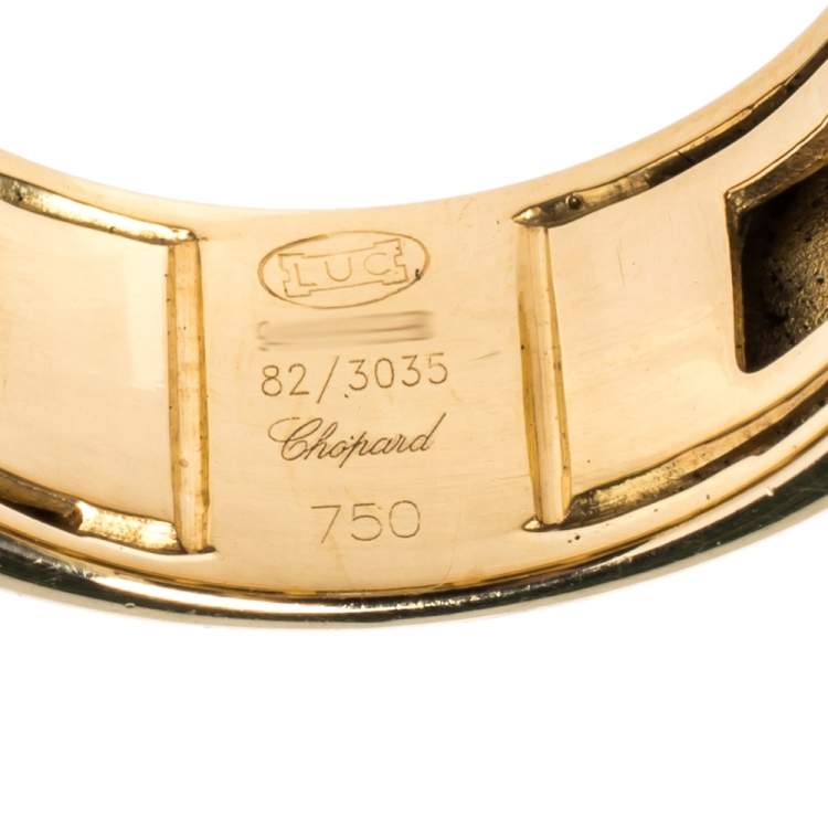 Pre Owned Chopard Happy Diamonds 18K Yellow Gold Band Ring 52