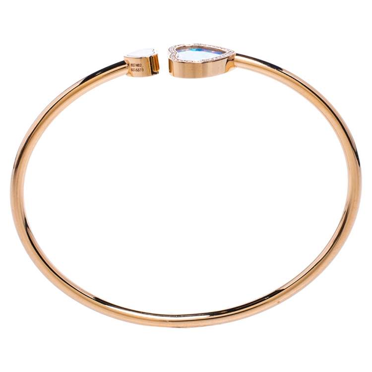 Pre Owned Chopard Happy Hearts Opal & Diamond 18K Rose Gold Open Bracelet S