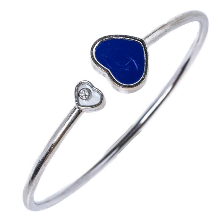مملوكة مسبقًا Chopard Happy Diamond Hearts Lapis Lazuli 18K White Gold Bracelet S