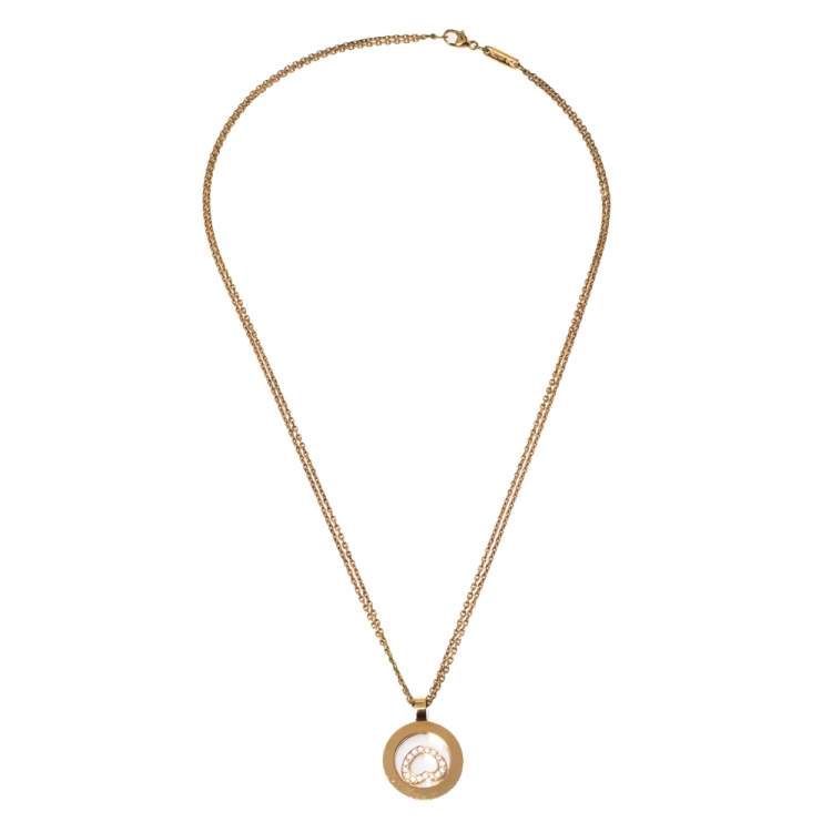 Pre Owned Chopard Happy Diamonds 18K Yellow Gold Pendant Necklace