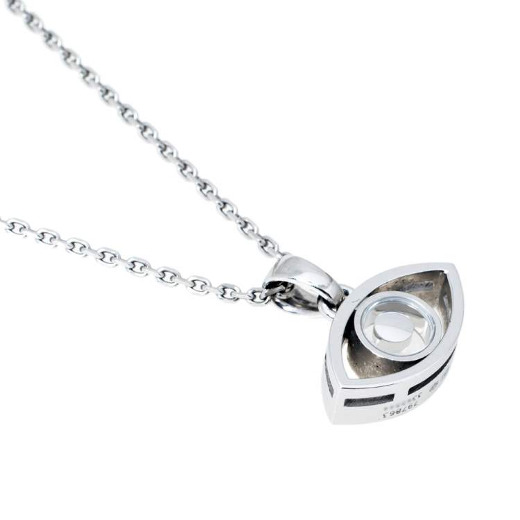 Pre Owned Chopard Happy Diamonds 18K White Gold Good Luck Charm Pendant Necklace