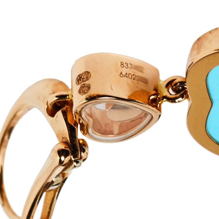 مملوكة مسبقًا Chopard Happy Hearts Diamond Turquoise 18K Rose Gold Drop Earrings