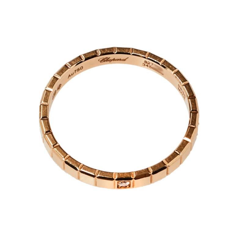 Pre Owned Chopard Ice Cube 1 Diamond 18K Rose Gold Ring Size 55