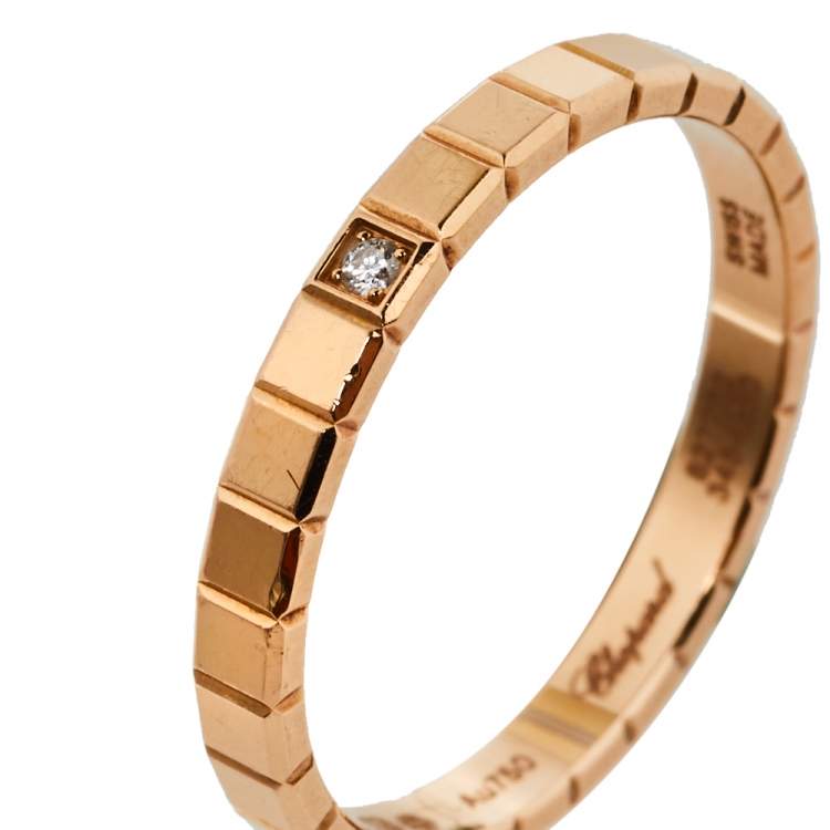 Pre Owned Chopard Ice Cube 1 Diamond 18K Rose Gold Ring Size 55