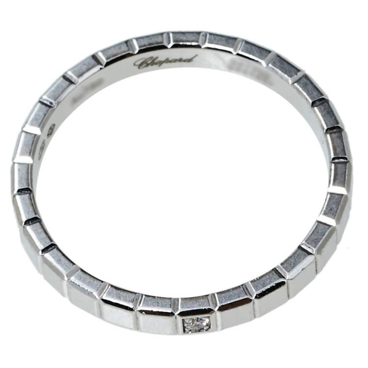 Pre Owned Chopard Ice Cube Pure Diamond 18K White Gold Ring Size 54