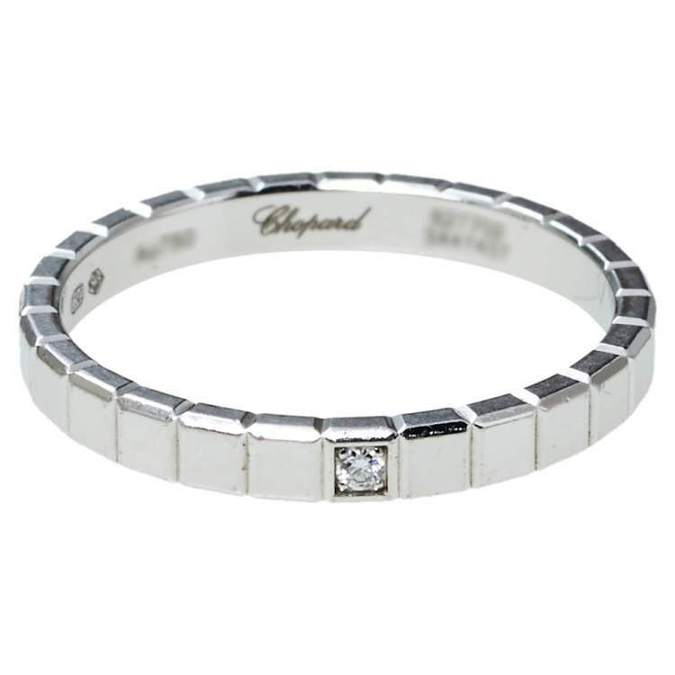 Pre Owned Chopard Ice Cube Pure Diamond 18K White Gold Ring Size 54