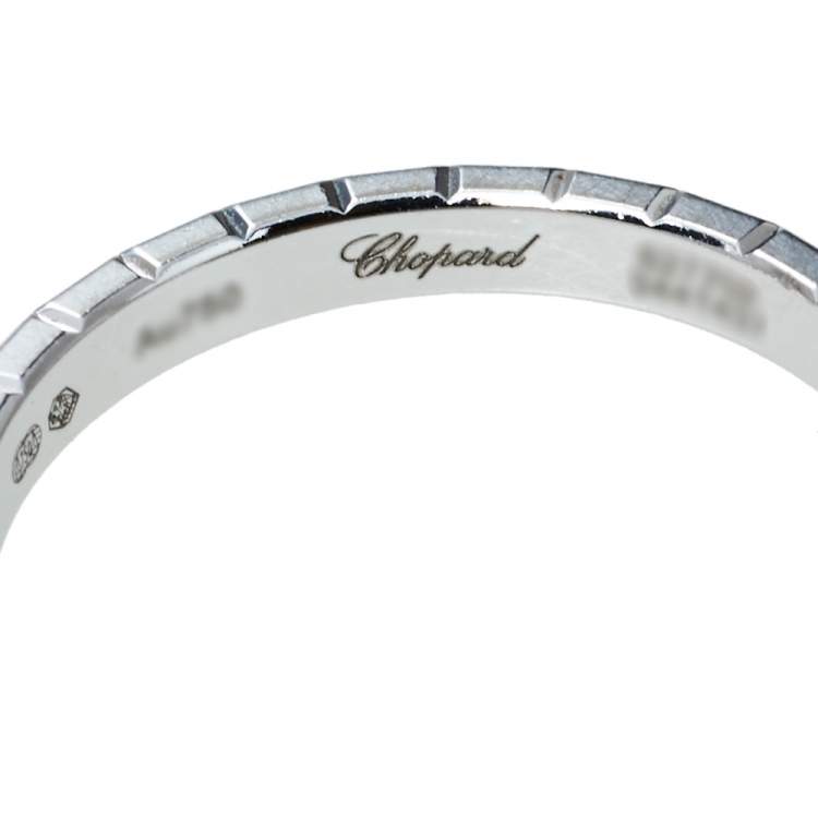 Pre Owned Chopard Ice Cube Pure Diamond 18K White Gold Ring Size 54