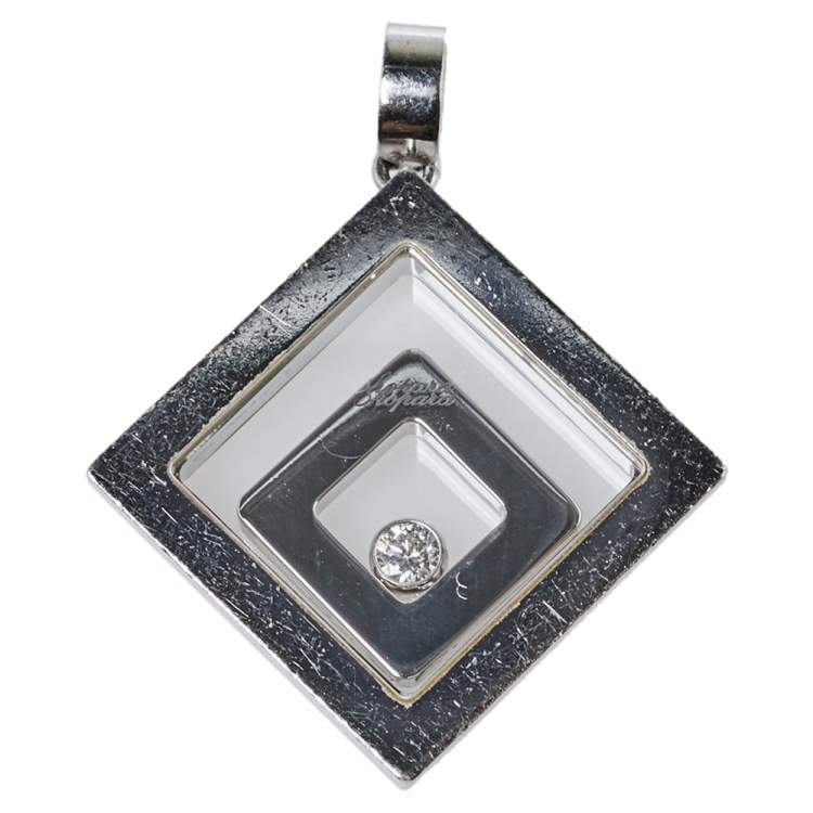 Pre Owned Chopard Happy Spirit Diamond 18K White Gold Pendant 