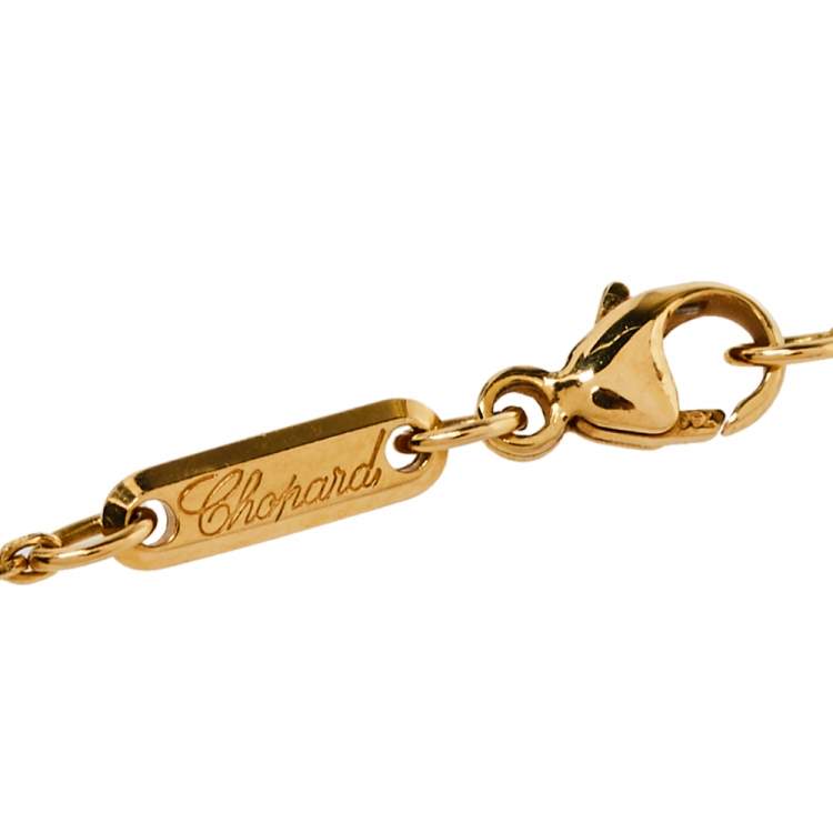 Pre Owned Chopard So Happy Diamond Synthetic Color Stone 18K Yellow Gold Pendant Necklace