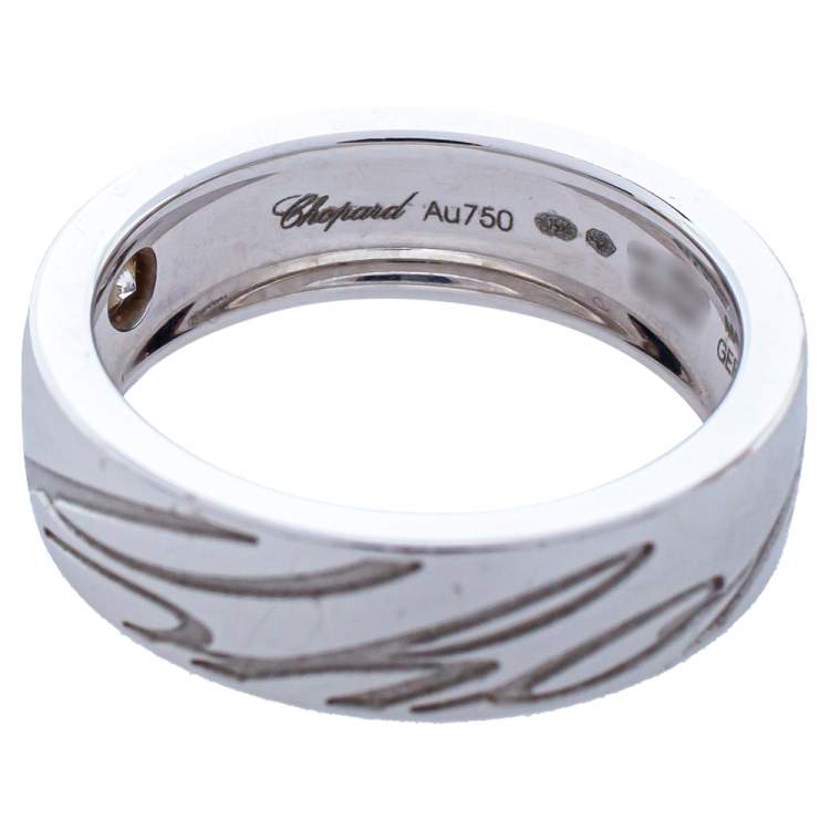 Pre Owned Chopard Chopardissimo Diamond 18K White Gold Band Ring Size 55
