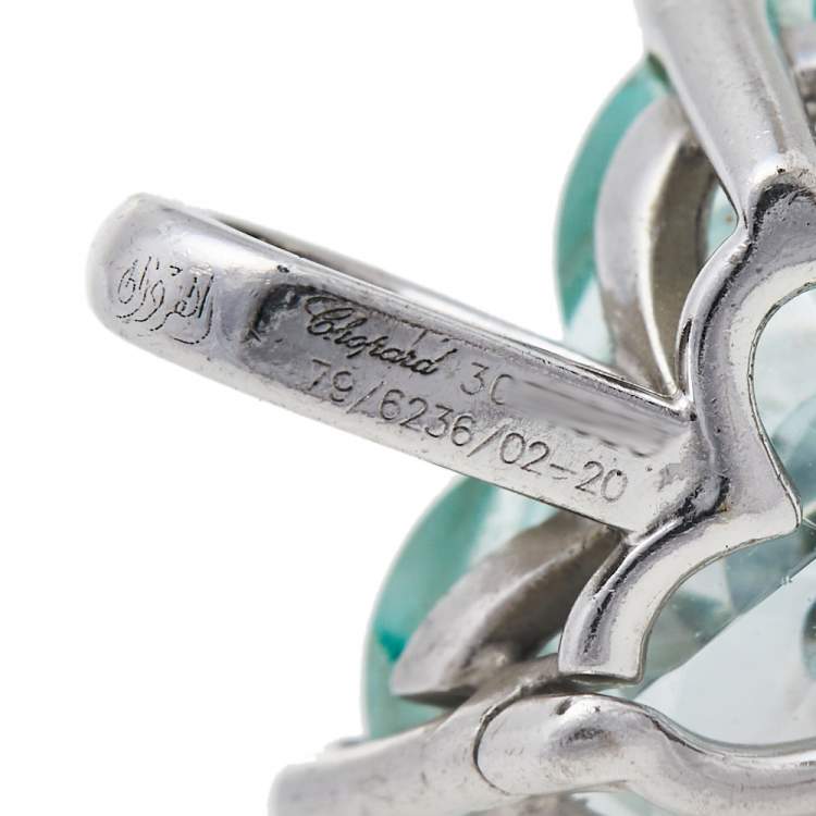 Pre Owned Chopard So Happy Diamond Green Stone 18K White Gold Heart Pendant 