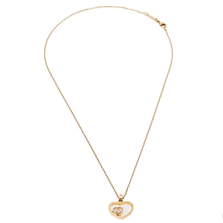 Pre Owned Chopard Happy Diamond Heart 18K Rose Gold Pendant Necklace