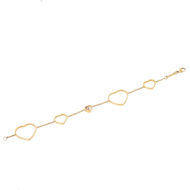 Pre Owned Chopard Happy Hearts Diamond 18K Rose Gold Bracelet 