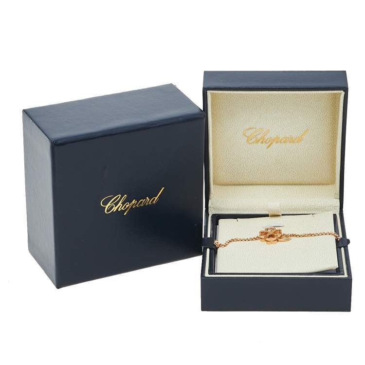 Pre Owned Chopard Happy Diamonds Good Luck Charm Diamond 18K Rose Gold Bracelet