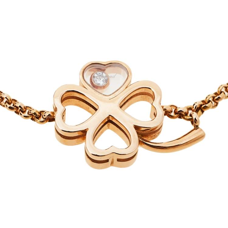 Pre Owned Chopard Happy Diamonds Good Luck Charm Diamond 18K Rose Gold Bracelet