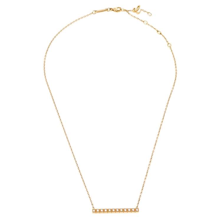 Pre Owned Chopard Ice Cube Pure Diamond 18K Yellow Gold Necklace 
