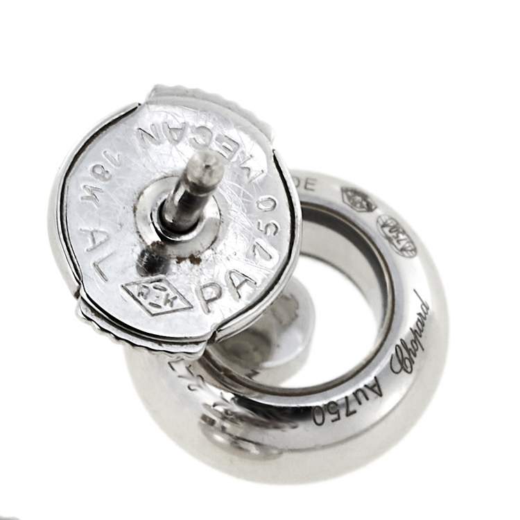 Pre Owned Chopard Happy Diamonds 18K White Gold Round Stud Earrings