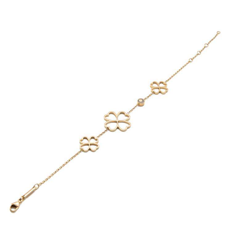 Pre Owned Chopard Rose Gold Clover Happy Diamond Bracelet