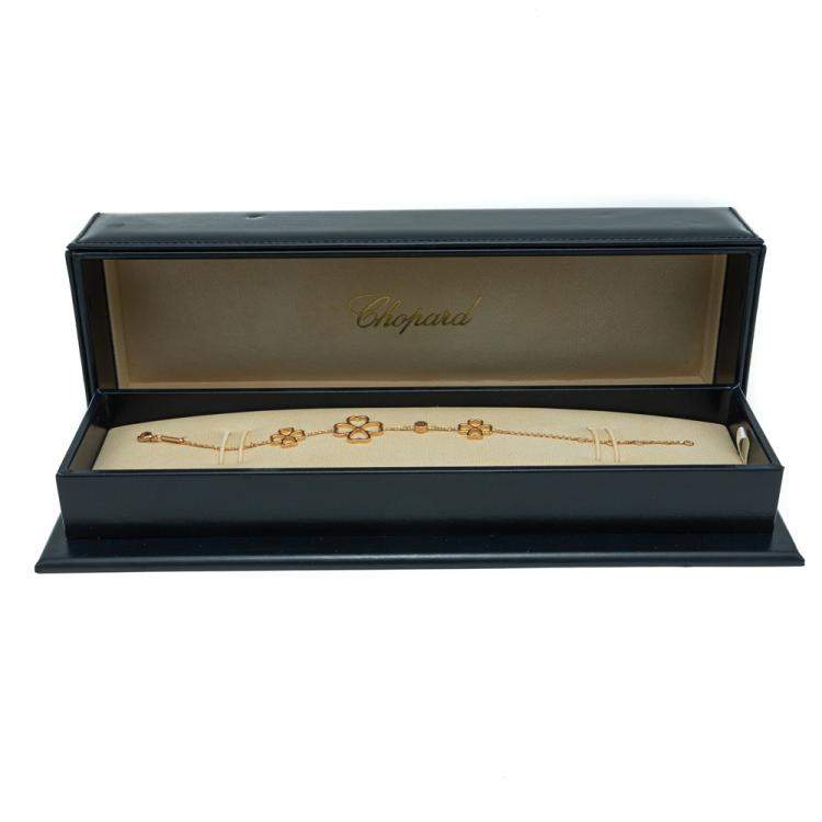 Pre Owned Chopard Rose Gold Clover Happy Diamond Bracelet