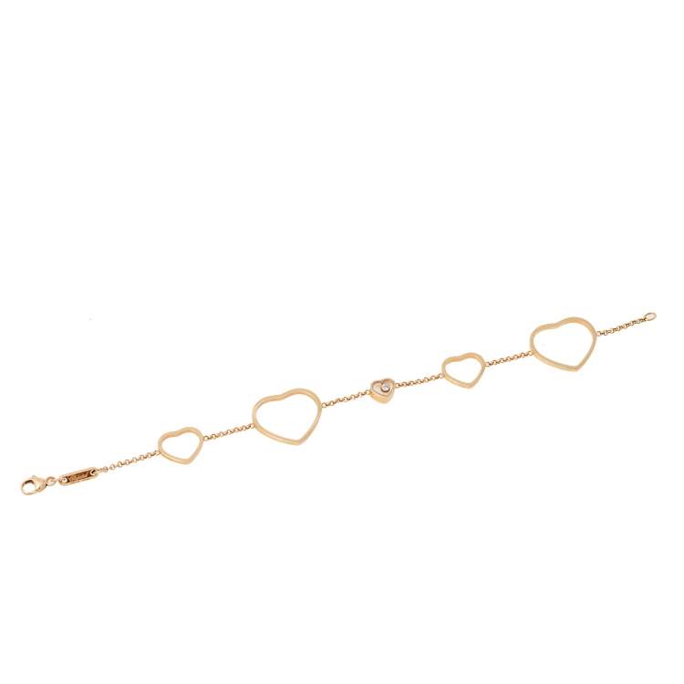 Pre Owned Chopard Happy Hearts Diamond 18K Rose Gold Bracelet 