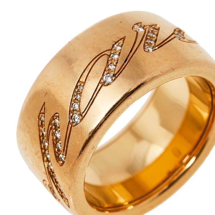 Pre Owned Chopard Chopardissimo Diamond 18K Rose Gold Rolling Band Ring Size 57