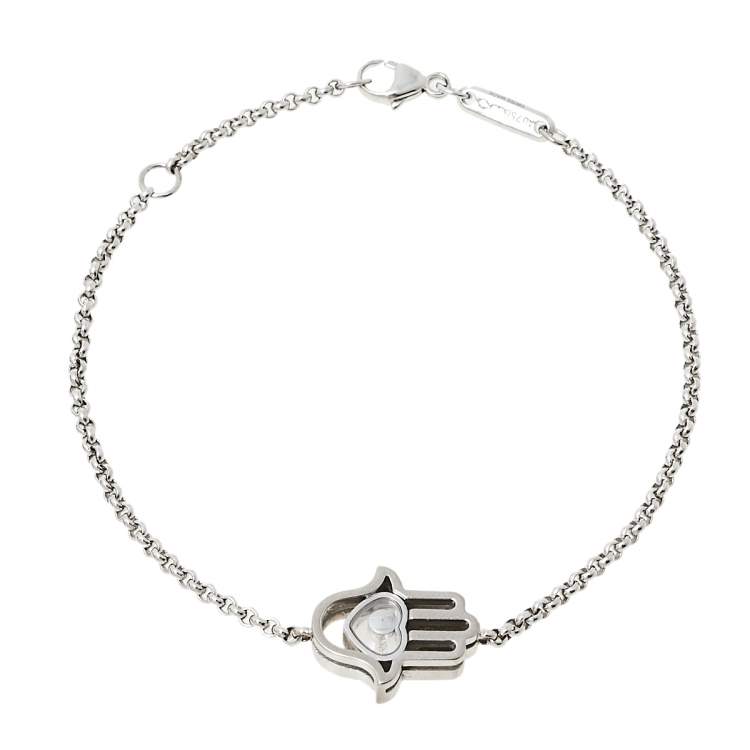 Pre Owned Chopard Happy Diamond Hand Motif Diamond 18K White Gold Bracelet