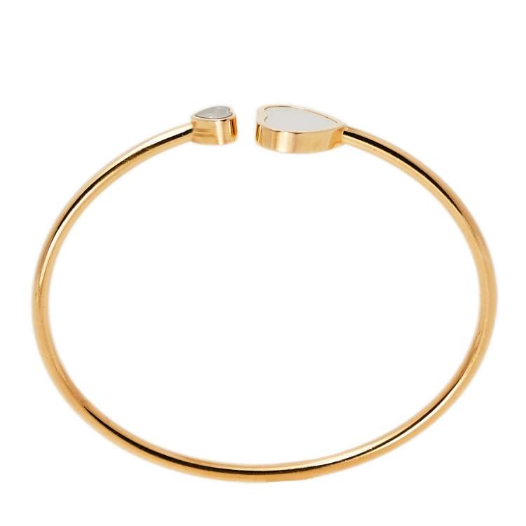 Pre Owned Chopard Happy Hearts Diamond Mother of Pearl 18K Rose Gold Open Bracelet