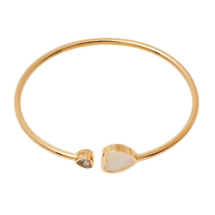 Pre Owned Chopard Happy Hearts Diamond Mother of Pearl 18K Rose Gold Open Bracelet