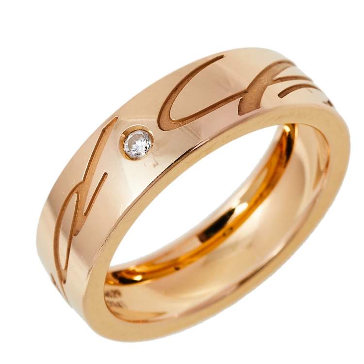 Pre Owned Chopard Chopardissimo 18K Rose Gold Band Ring Size EU 57