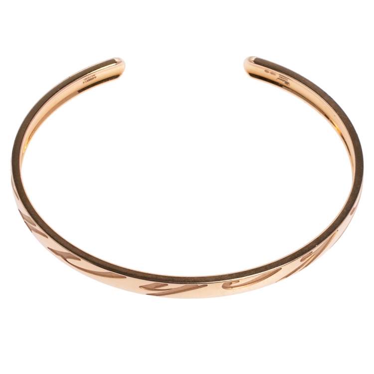 Pre Owned Chopard Chopardissimo 18K Rose Gold Open Cuff Bangle Bracelet 