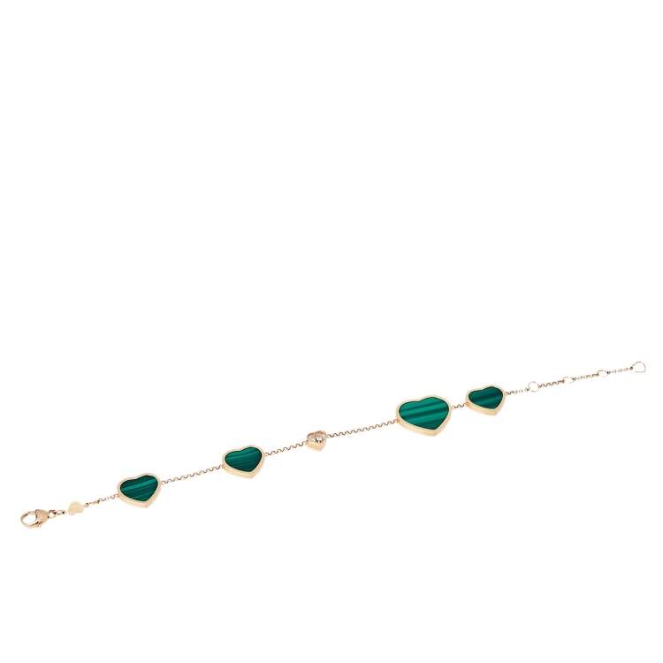 Chopard Happy Hearts 18K Rose Gold Malachite Diamond Bracelet