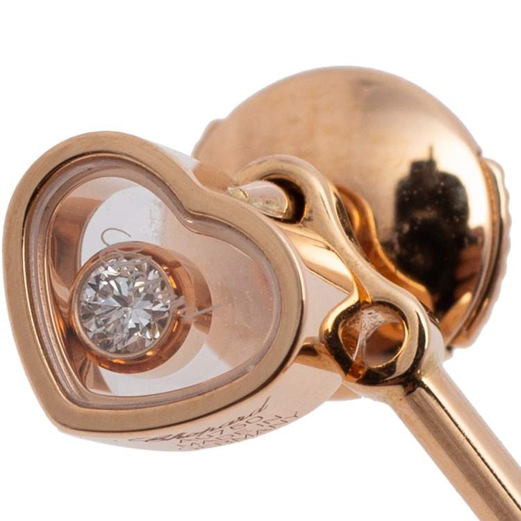 Pre Owned Chopard Happy Hearts 18K Rose Gold Diamond & Mother of Pearl Drop Earrings