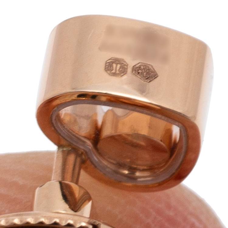 Pre Owned Chopard Happy Hearts 18K Rose Gold Diamond & Mother of Pearl Drop Earrings