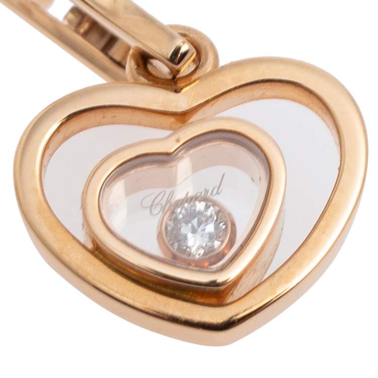 Pre Owned Chopard Happy Hearts 18K Rose Gold Diamond Drop Earrings